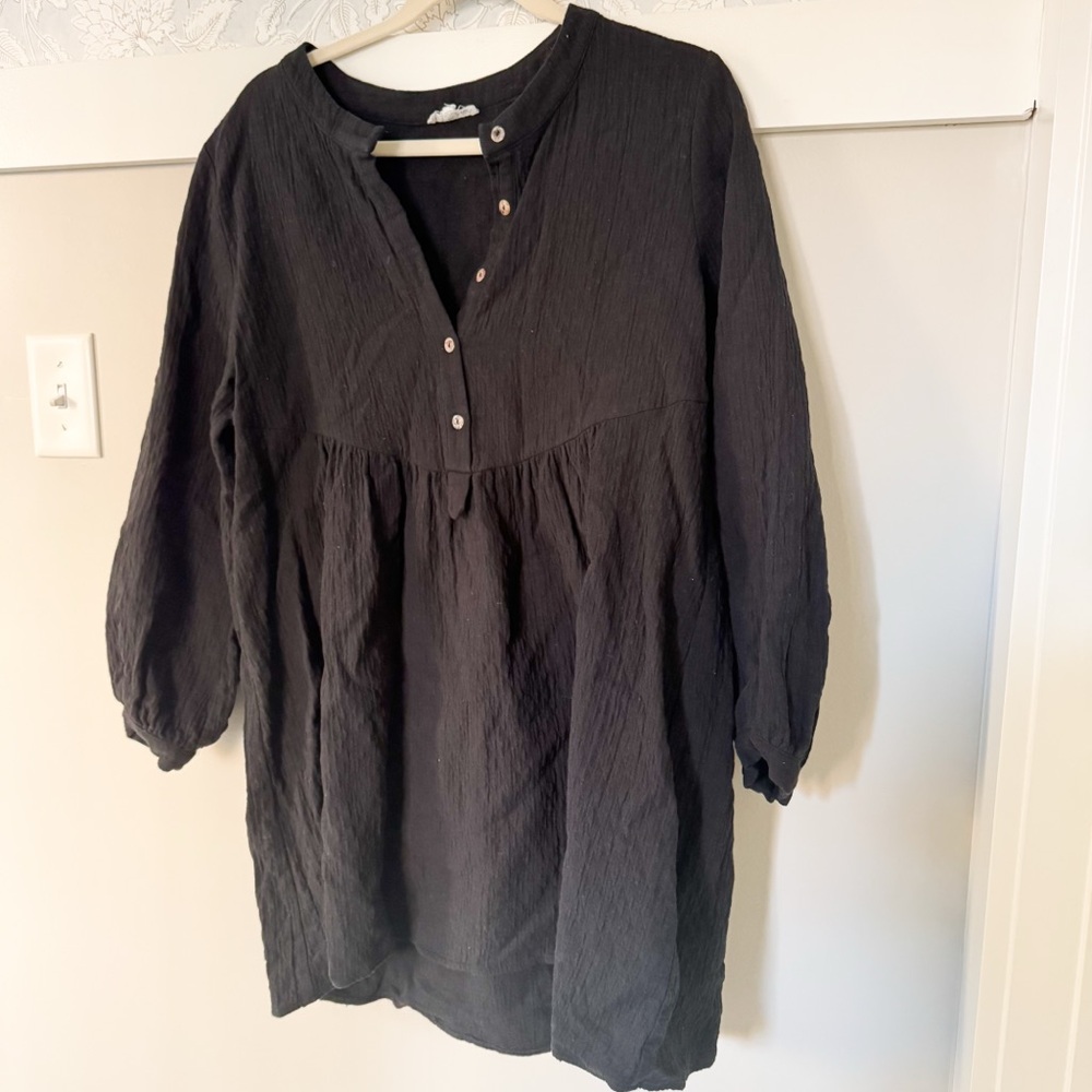 Cotton black mini dress